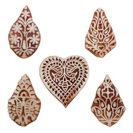Set of 5 Piece New Mix Wooden Printing Blocks